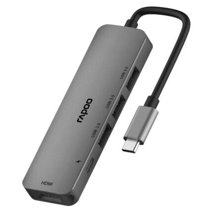 Rapoo Type C XD100C 5 in 1 USB HUB with 4K HDMI, 3 USB 3.0 Ports, Type C Charging