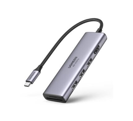 Ugreen USB-C Multifunction 9 in 1 USB HUB , USB-C to USB 3.0 (2 Ports) + USB 2.0 + HDMI (2 Ports) + Gigabit Ethernet + SD & TF Card Reader + USB-C PD